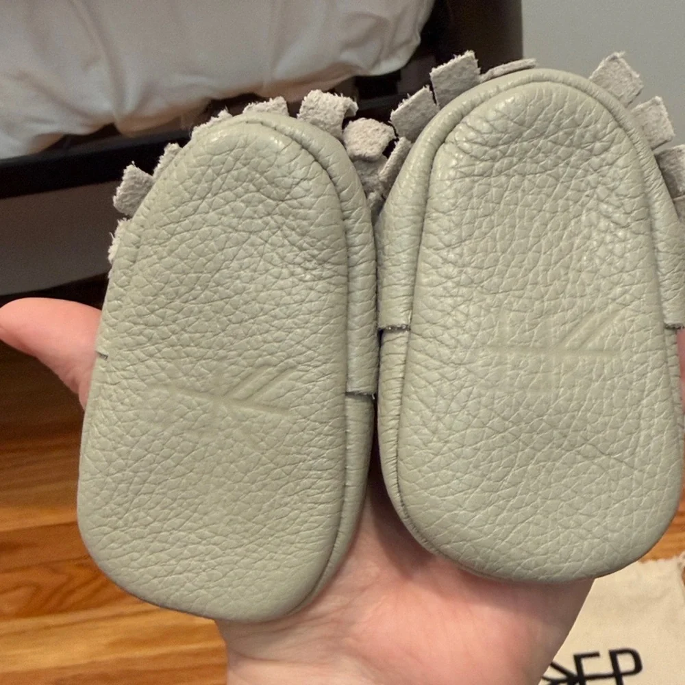 Freshly Picked Baby Moccasin Set - Brown and Gray